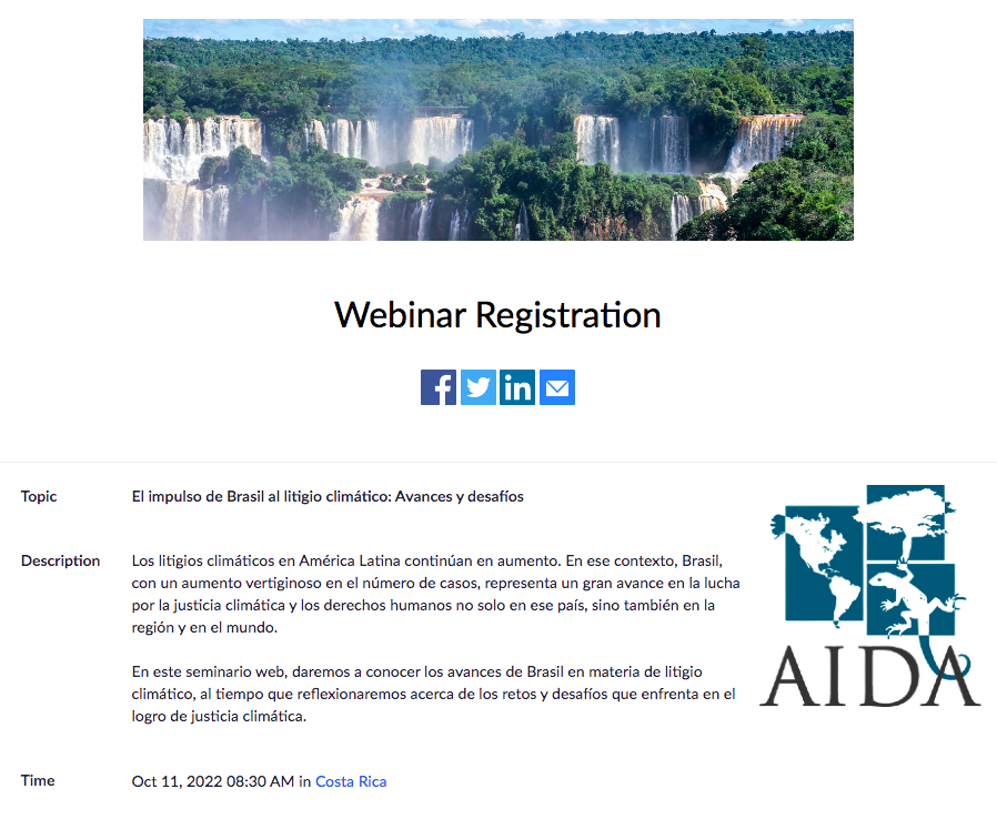 O JUMA participará do webinar O impulso do Brasil na litigância climática: avanço e desafios, organizado pela Associação Interamericana para a Defesa do Meio Ambiente (AIDA)